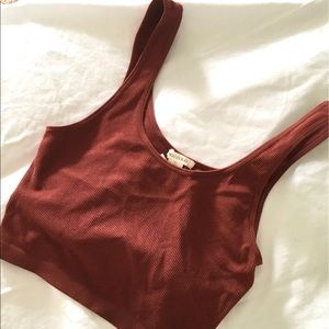 Red Ribbed crop top